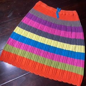 Colorblock Crochet Knit Pencil Skirt